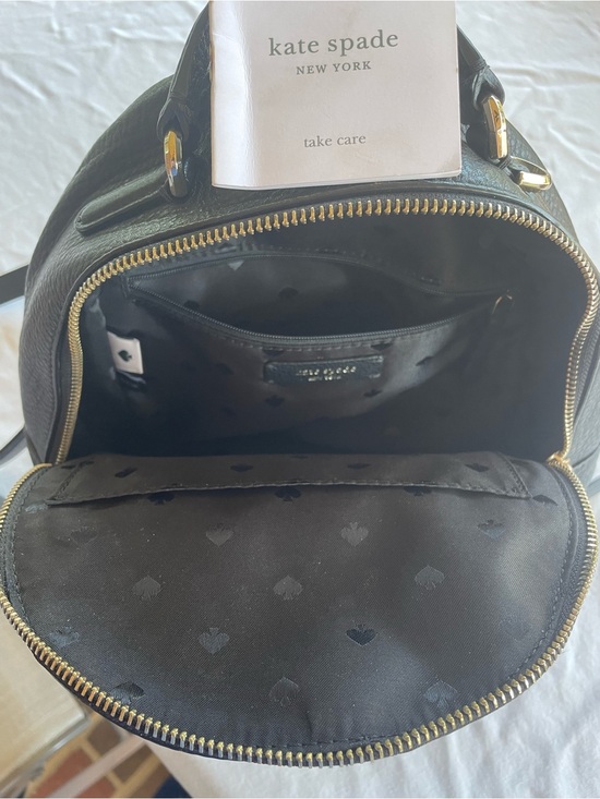 Kate Spade Black Pebbled Leather Mini Backpack Gold Zip Bag Purse main image 5